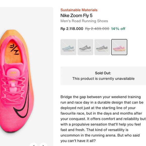 Nike Zoom Fly 5, men's size 11, hyper pink/laser - Picture 7 of 8